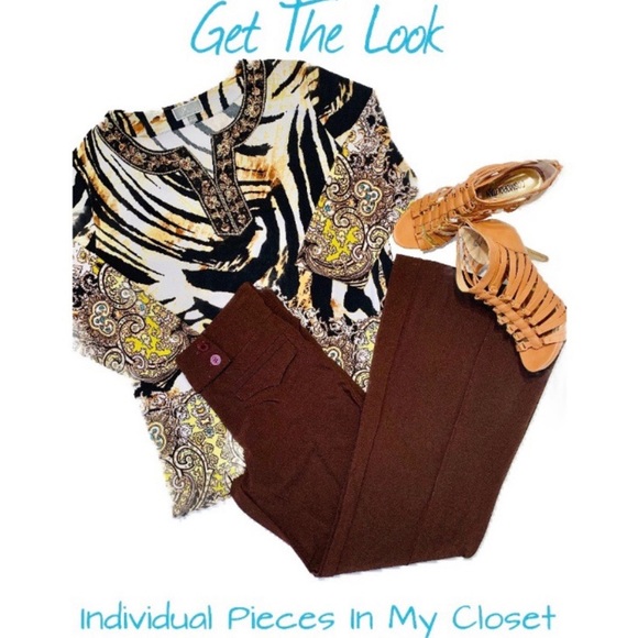 Other - MJ Collection Animal Print Top & Brown Slacks